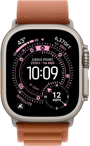 Apple Watch Ultra 3 49 мм, корпус из натурального титана, ремешок Alpine терракотового цвета, размер L